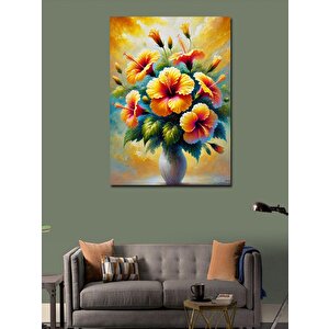 Kanvas Tablo Vazoda Renkli Çiçekler 100x140 cm