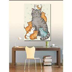 Kanvas Tablo Sevimli Kediler Ve Filler Figürü 50x70 cm