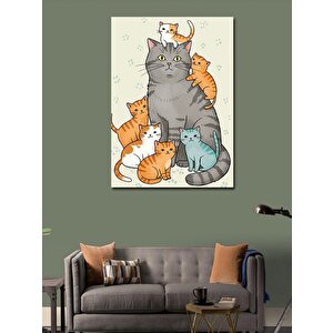 Kanvas Tablo Sevimli Kediler Ve Filler Figürü 50x70 cm