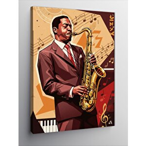 Kanvas Tablo Saksafon Çalan Caz Müzisyeni 70x100 cm
