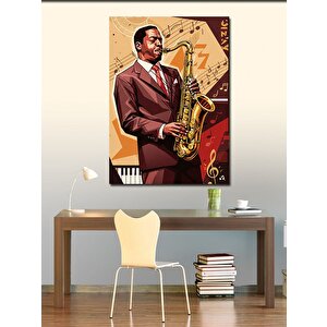 Kanvas Tablo Saksafon Çalan Caz Müzisyeni 70x100 cm