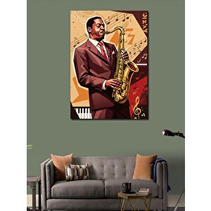 Kanvas Tablo Saksafon Çalan Caz Müzisyeni 70x100 cm