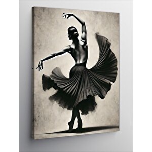 Kanvas Tablo Balerin Ve Siyah Siluet 70x100 cm