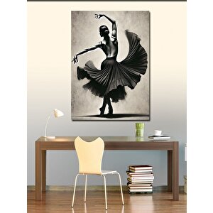 Kanvas Tablo Balerin Ve Siyah Siluet 100x140 cm