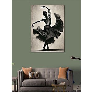 Kanvas Tablo Balerin Ve Siyah Siluet 100x140 cm