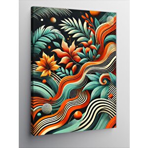 Kanvas Tablo Dalgalı Soyut Çiçek Deseni 100x140 cm