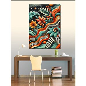 Kanvas Tablo Dalgalı Soyut Çiçek Deseni 70x100 cm