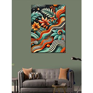 Kanvas Tablo Dalgalı Soyut Çiçek Deseni 70x100 cm
