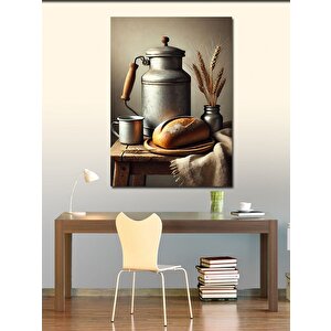 Kanvas Tablo Vintage Çay Ve Ekmek Seti 70x100 cm