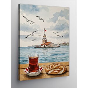Kanvas Tablo Kız Kulesi Ve Türk Çayı 50x70 cm