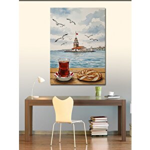 Kanvas Tablo Kız Kulesi Ve Türk Çayı 50x70 cm