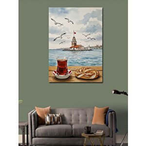 Kanvas Tablo Kız Kulesi Ve Türk Çayı 50x70 cm