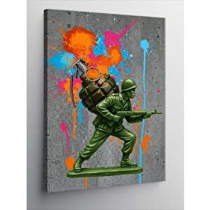 Kanvas Tablo Oyuncak Asker Ve Renkli Arka Plan 50x70 cm