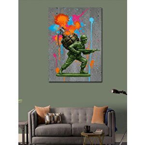 Kanvas Tablo Oyuncak Asker Ve Renkli Arka Plan 50x70 cm