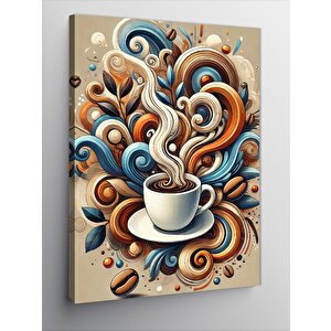 Kanvas Tablo Kahve Fincanı Ve Soyut Desenler 50x70 cm