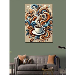 Kanvas Tablo Kahve Fincanı Ve Soyut Desenler 50x70 cm