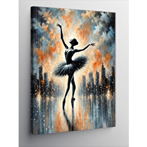 Kanvas Tablo Balerin Ve Şehir Silüeti 100x140 cm