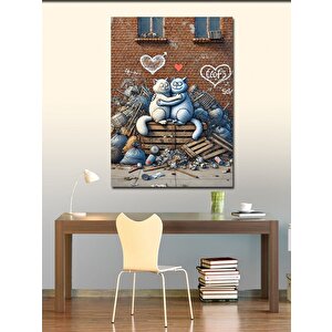 Kanvas Tablo Graffiti Kediler Ve Sokak Aşkı 50x70 cm