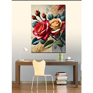 Kanvas Tablo Güller Ve Çiçek Deseni 50x70 cm
