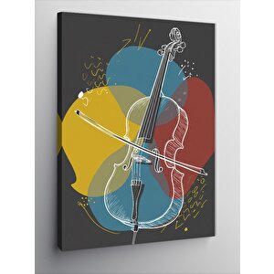 Kanvas Tablo Müzik Temalı Çello Figürü 50x70 cm