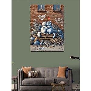 Kanvas Tablo Graffiti Kediler Ve Sokak Aşkı 100x140 cm