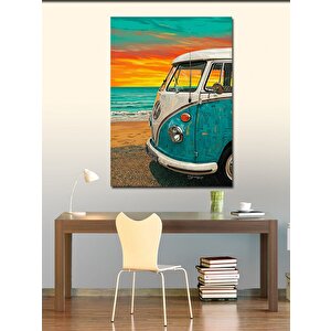 Kanvas Tablo Plajdaki Retro Minibüs 50x70 cm