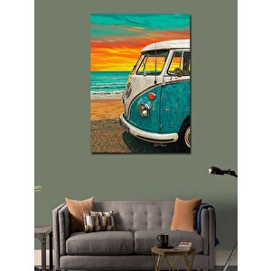 Kanvas Tablo Plajdaki Retro Minibüs 50x70 cm