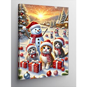 Kanvas Tablo Kardan Adam Ve Noel Kutlaması 100x140 cm