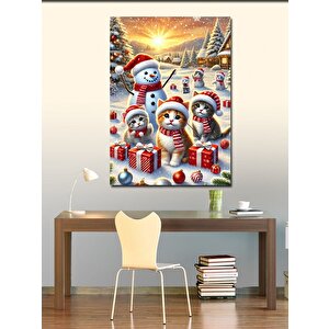 Kanvas Tablo Kardan Adam Ve Noel Kutlaması 100x140 cm