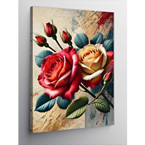 Kanvas Tablo Güller Ve Çiçek Deseni 100x140 cm