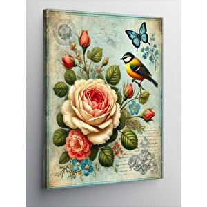Kanvas Tablo Çiçekler Ve Kelebek 70x100 cm