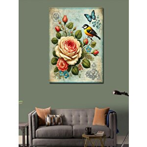 Kanvas Tablo Çiçekler Ve Kelebek 70x100 cm