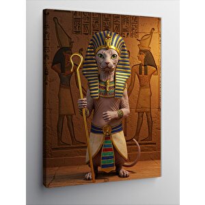 Kanvas Tablo Firavun Kedi Ve Tarihi Detaylar 70x100 cm