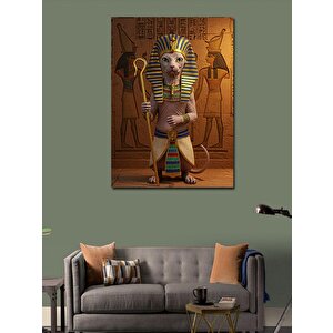 Kanvas Tablo Firavun Kedi Ve Tarihi Detaylar 70x100 cm