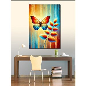 Kanvas Tablo Mavi Ve Turuncu Kelebekler 70x100 cm