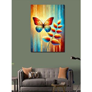 Kanvas Tablo Mavi Ve Turuncu Kelebekler 70x100 cm