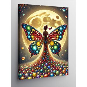 Kanvas Tablo Parlak Mozaik Kelebek Kanatlı Kadın 100x140 cm