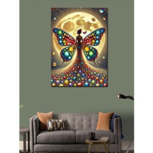 Kanvas Tablo Parlak Mozaik Kelebek Kanatlı Kadın 100x140 cm