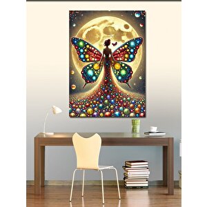 Kanvas Tablo Parlak Mozaik Kelebek Kanatlı Kadın 70x100 cm