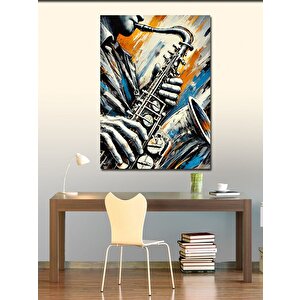 Kanvas Tablo Caz Saksafon Çizimi 50x70 cm