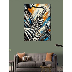 Kanvas Tablo Caz Saksafon Çizimi 50x70 cm