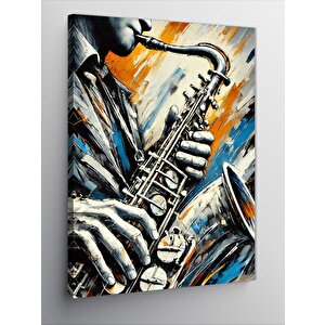 Kanvas Tablo Caz Saksafon Çizimi 100x140 cm