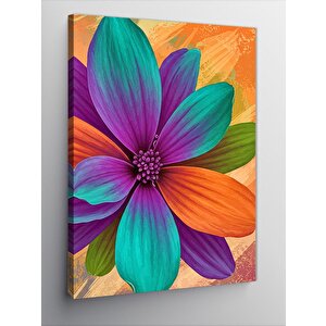 Kanvas Tablo Renkli Çiçek Ve Yaprak Deseni 70x100 cm