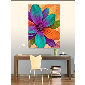 Kanvas Tablo Renkli Çiçek Ve Yaprak Deseni 70x100 cm