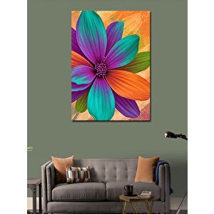 Kanvas Tablo Renkli Çiçek Ve Yaprak Deseni 70x100 cm