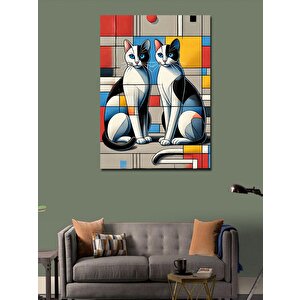 Kanvas Tablo Sanatsal Geometrik Kediler 100x140 cm