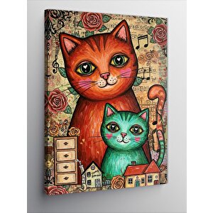 Kanvas Tablo Sevimli Renkli Kediler 70x100 cm