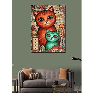 Kanvas Tablo Sevimli Renkli Kediler 70x100 cm