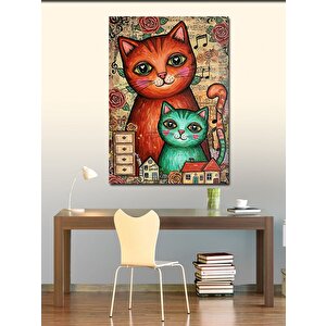 Kanvas Tablo Sevimli Renkli Kediler 100x140 cm