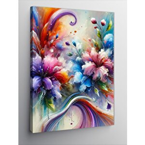 Kanvas Tablo Renkli Soyut Çiçekler 50x70 cm